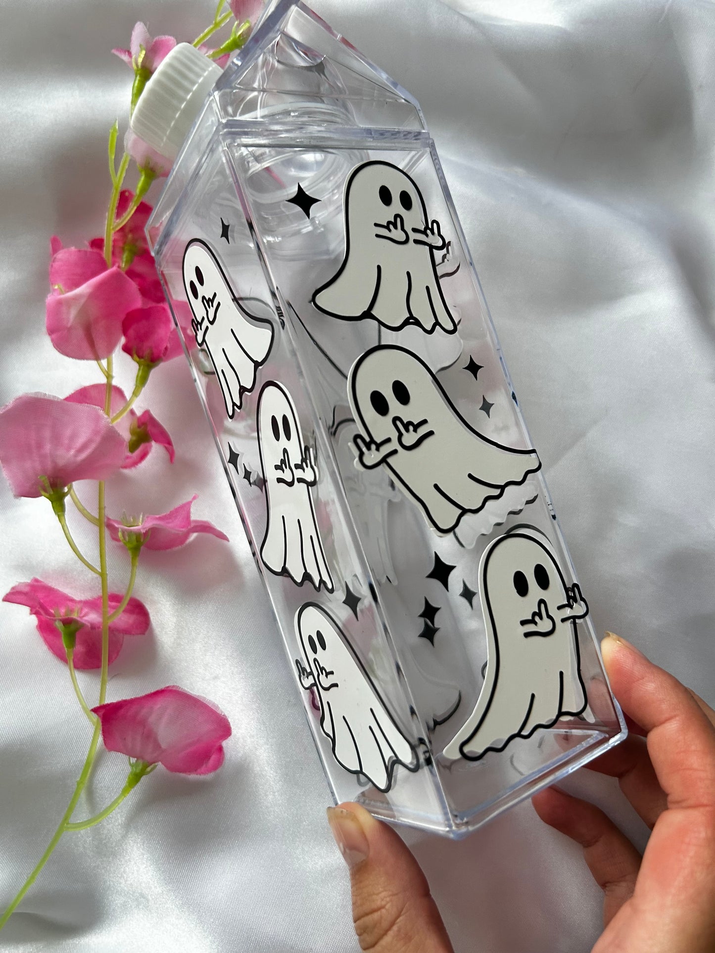 Middle finger ghost milk carton cup