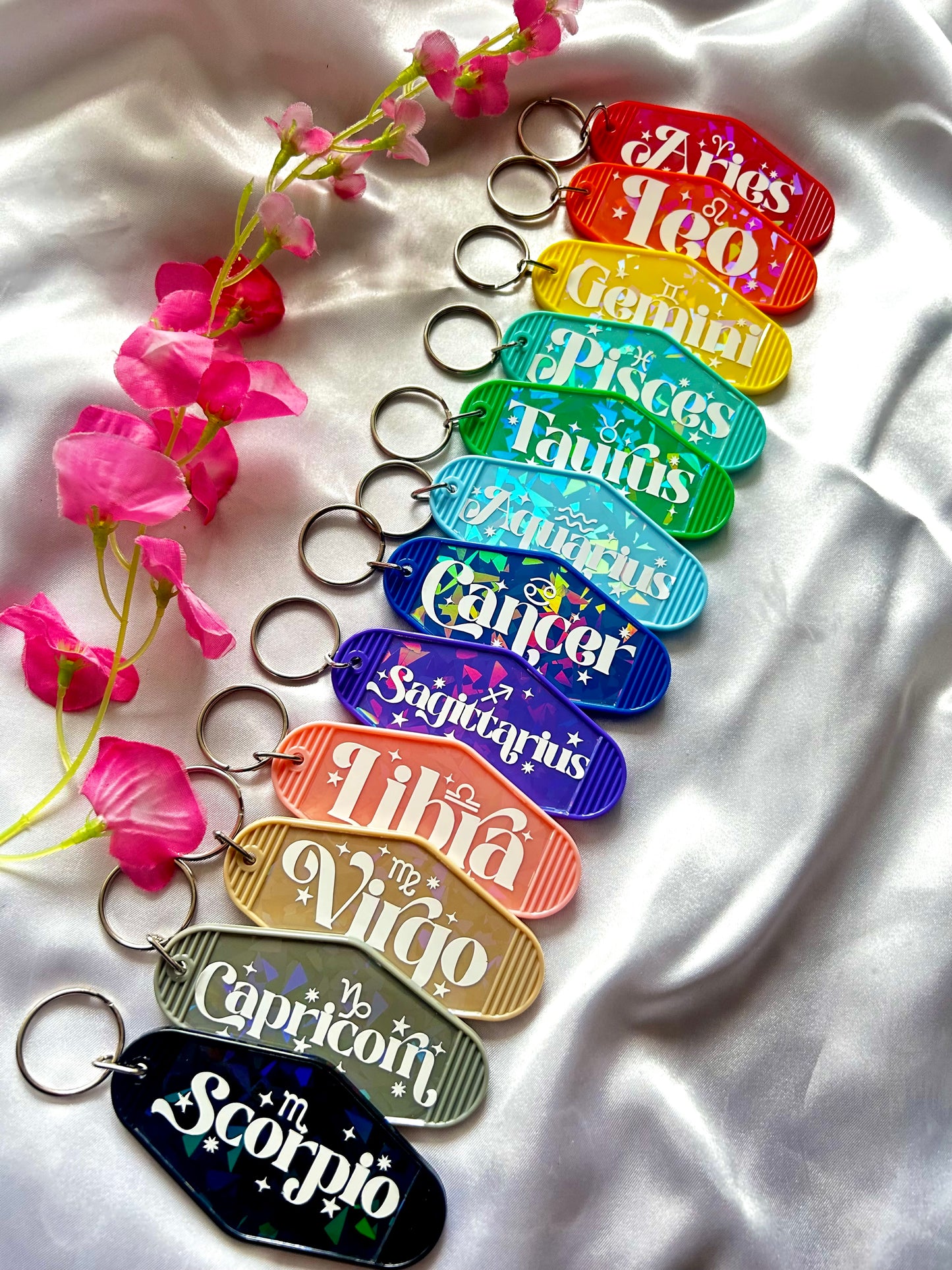 Star sign holographic keyrings