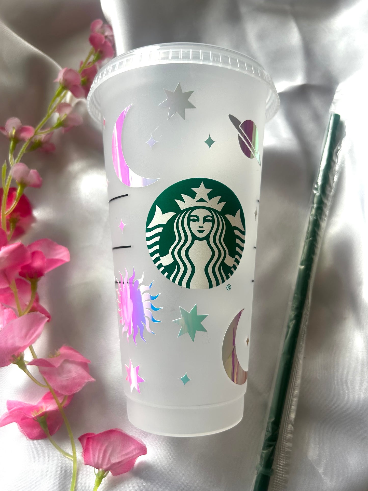 Celestial holographic logo cold cup